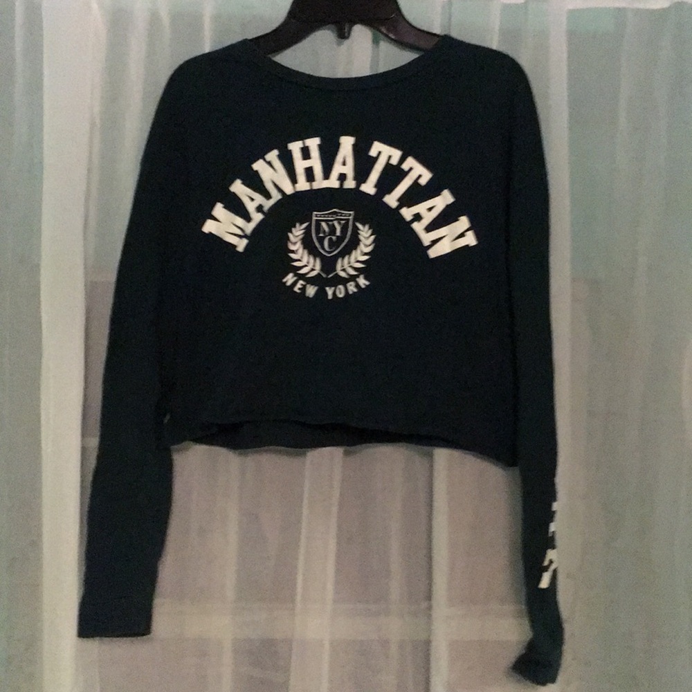 ross green manhattan cropped long sleeve shirt